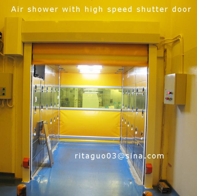 Cold Rolled Steel Cleanroom Air Shower , Air Shower Room With High Speed Shutter Doors 3