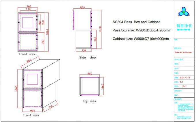 SS304 Air Shower Pass Box do pomieszczeń czystych z mechaniczną blokadą 2
